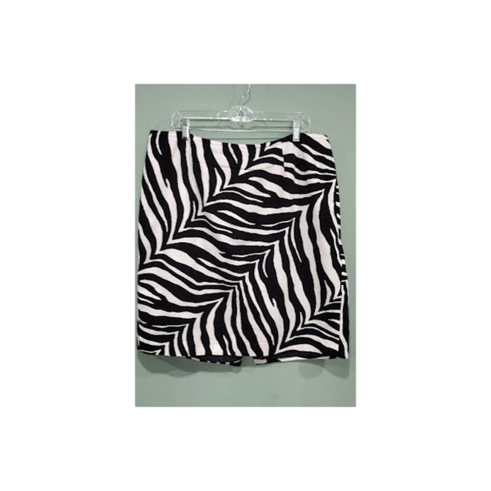 Talbots Woman Fully Lined Zebra Stripe Knee Length‎ Skirt, Blk/Wht, Sz 16W